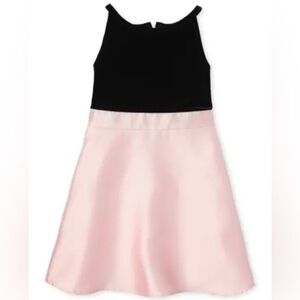 NWT The Children's Place Sz 6X/7 Girl's Pink Satin Black Velour Christmas